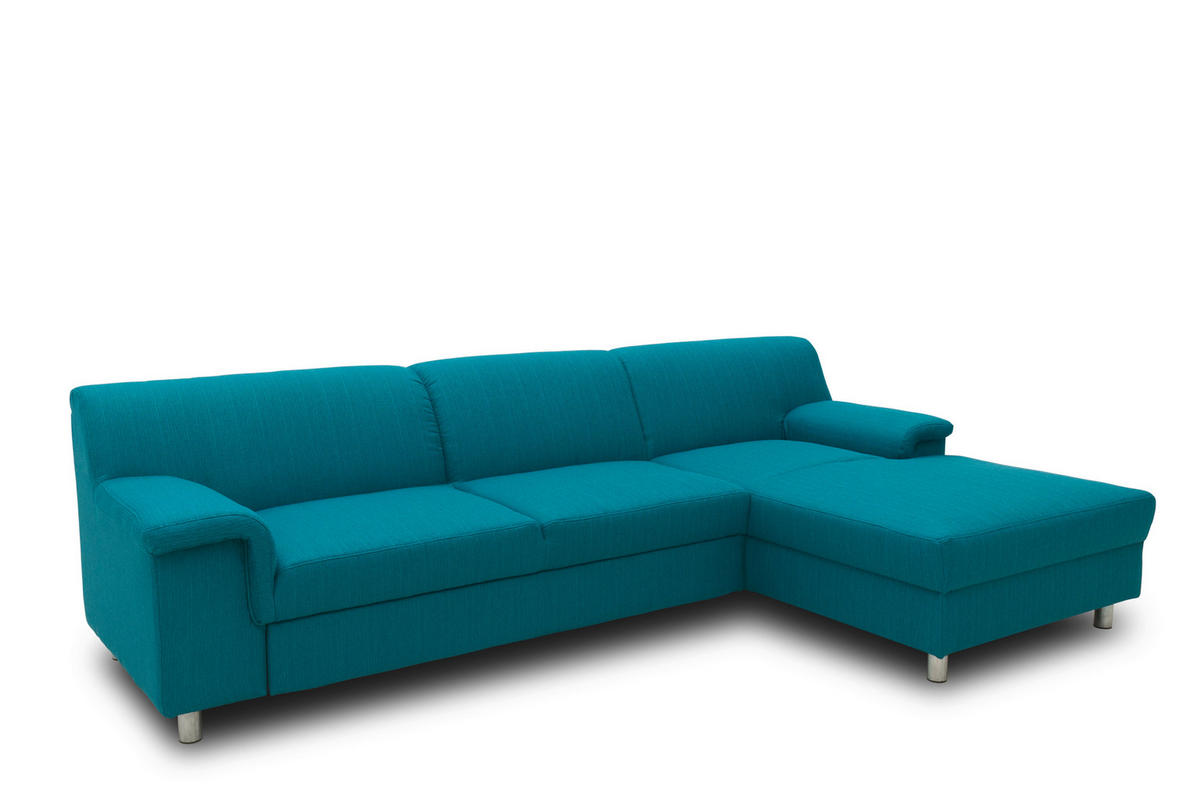 ECKSOFA Petrol Webstoff  - Chromfarben/Petrol, KONVENTIONELL, Textil/Metall (251/150cm) - MID.YOU