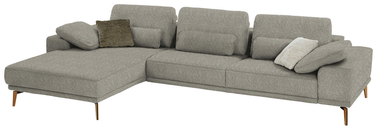 ECKSOFA  in Flachgewebe Braun, Grün  193/334 cm  - Wildeiche/Braun, Design, Holz/Textil (193/334cm) - Niels Andersson