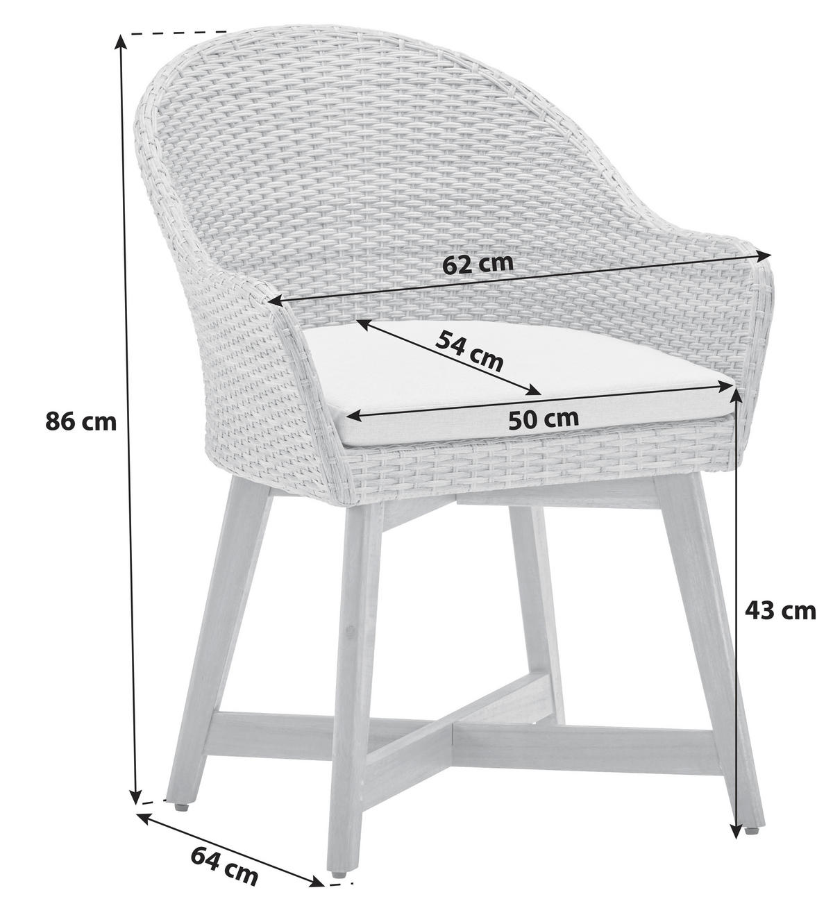 GARTENSESSEL Akazie Stahl Hellbraun  - Hellbraun, MODERN, Holz/Kunststoff (62/86/64cm) - Ambia Garden