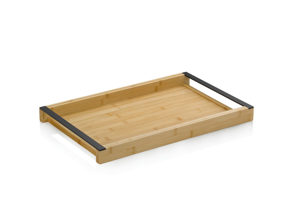 SERVIERTABLETT   43/27,5/4 cm   - Hellbraun/Schwarz, KONVENTIONELL, Holz (43/27,5/4cm) - Kela