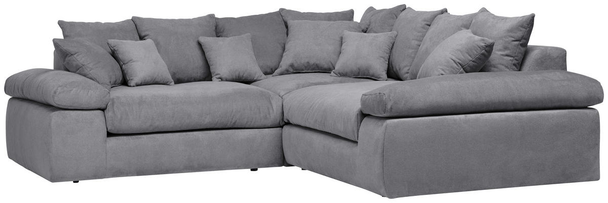 ECKSOFA Dunkelgrau Webstoff  - Dunkelgrau/Schwarz, Design, Kunststoff/Textil (284/284cm) - Carryhome