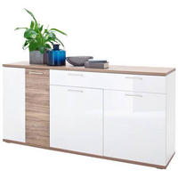 ŠIROKÁ KOMODA, bílá, barvy dubu, 180/86/43 cm - bílá/barvy dubu, Design, kov/kompozitní dřevo (180/86/43cm) - Livetastic
