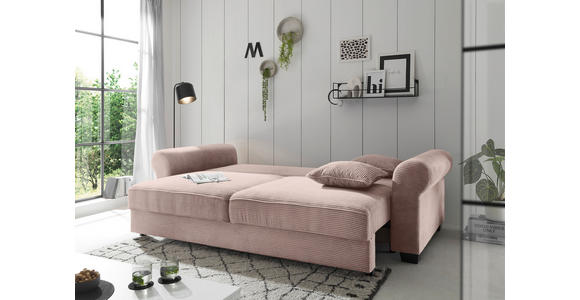 SCHLAFSOFA Cord Rosa  - Schwarz/Rosa, KONVENTIONELL, Kunststoff/Textil (250/95/125cm) - Hom`in