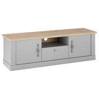 LOWBOARD  in 155/48/44 cm  - Eichefarben/Silberfarben, Design, Holzwerkstoff/Metall (155/48/44cm) - MID.YOU