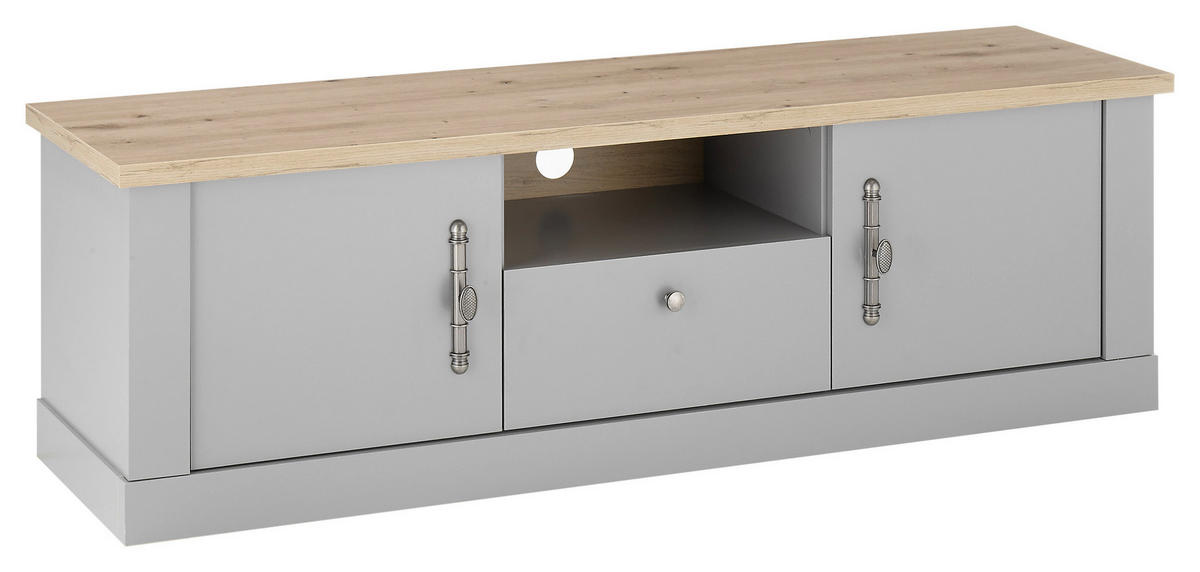 LOWBOARD  in 155/48/44 cm  - Eichefarben/Silberfarben, Design, Holzwerkstoff/Metall (155/48/44cm) - MID.YOU