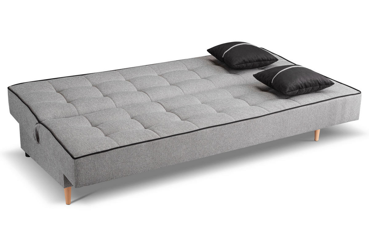 SCHLAFSOFA BONO  mit Liegefunktion Struktur Hellgrau  - Hellbraun/Hellgrau, Basics, Holz/Textil (199/91/91cm) - MID.YOU