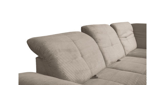 ECKSOFA in Cord Graubraun  - Graubraun/Schwarz, Design, Textil/Metall (313/242cm) - Xora