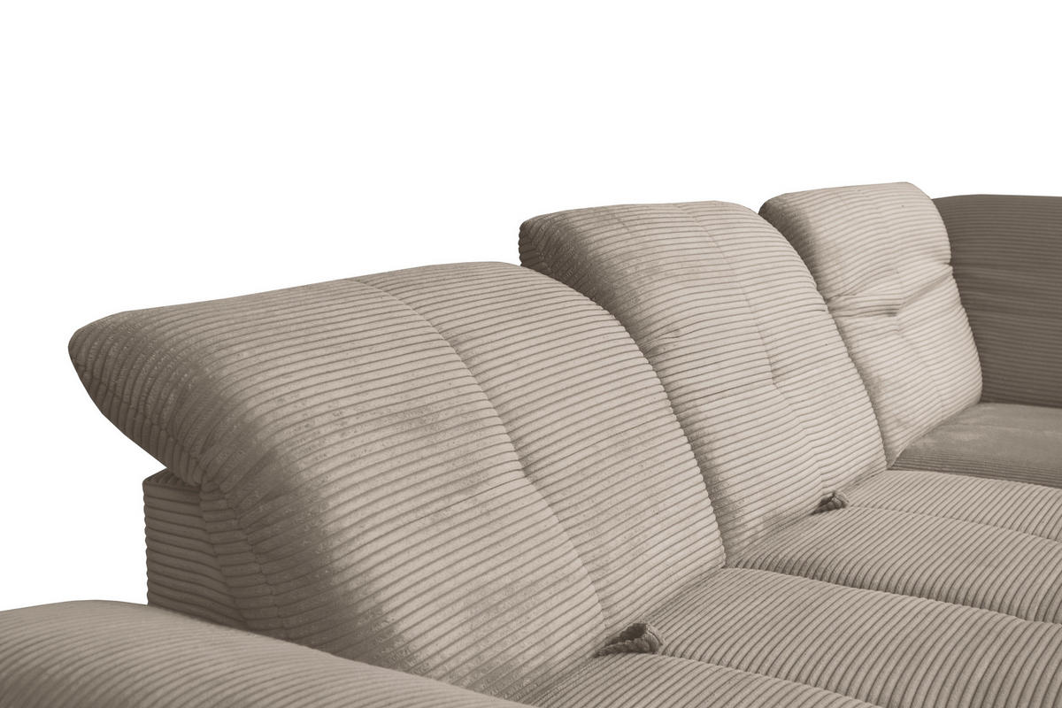 ECKSOFA in Cord Graubraun  - Graubraun/Schwarz, Design, Textil/Metall (313/242cm) - Xora
