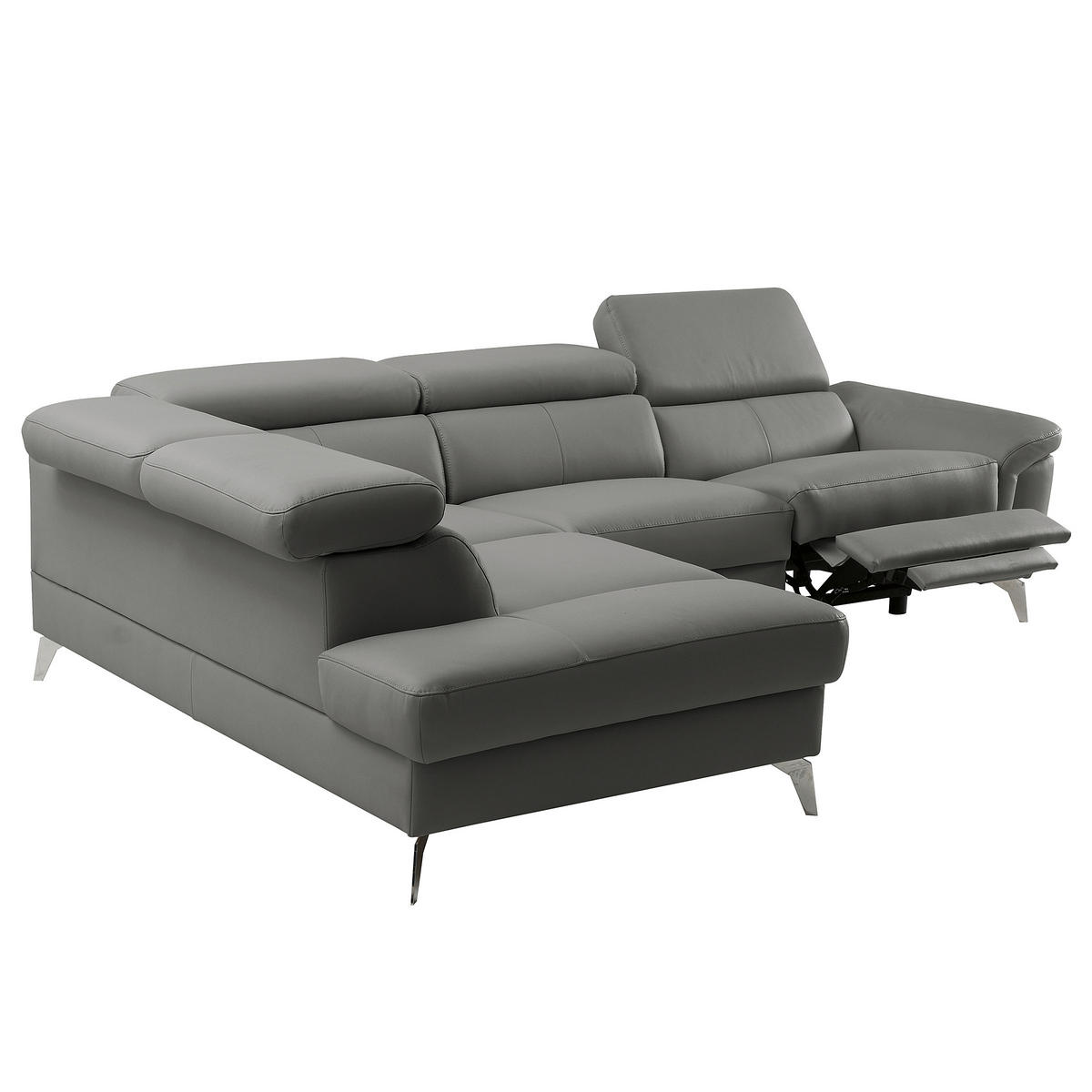 ECKSOFA  in Lederlook Echtleder Anthrazit  210/265 cm  - Chromfarben/Anthrazit, Design, Leder/Textil (210/265cm) - Livetastic