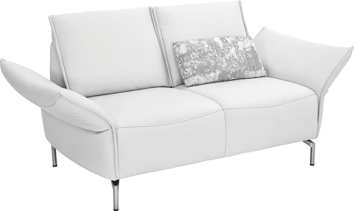 2-SITZER-SOFA in Echtleder Weiss  - Weiss/Nickelfarben, Design, Leder/Metall (160/107/88cm) - Koinor
