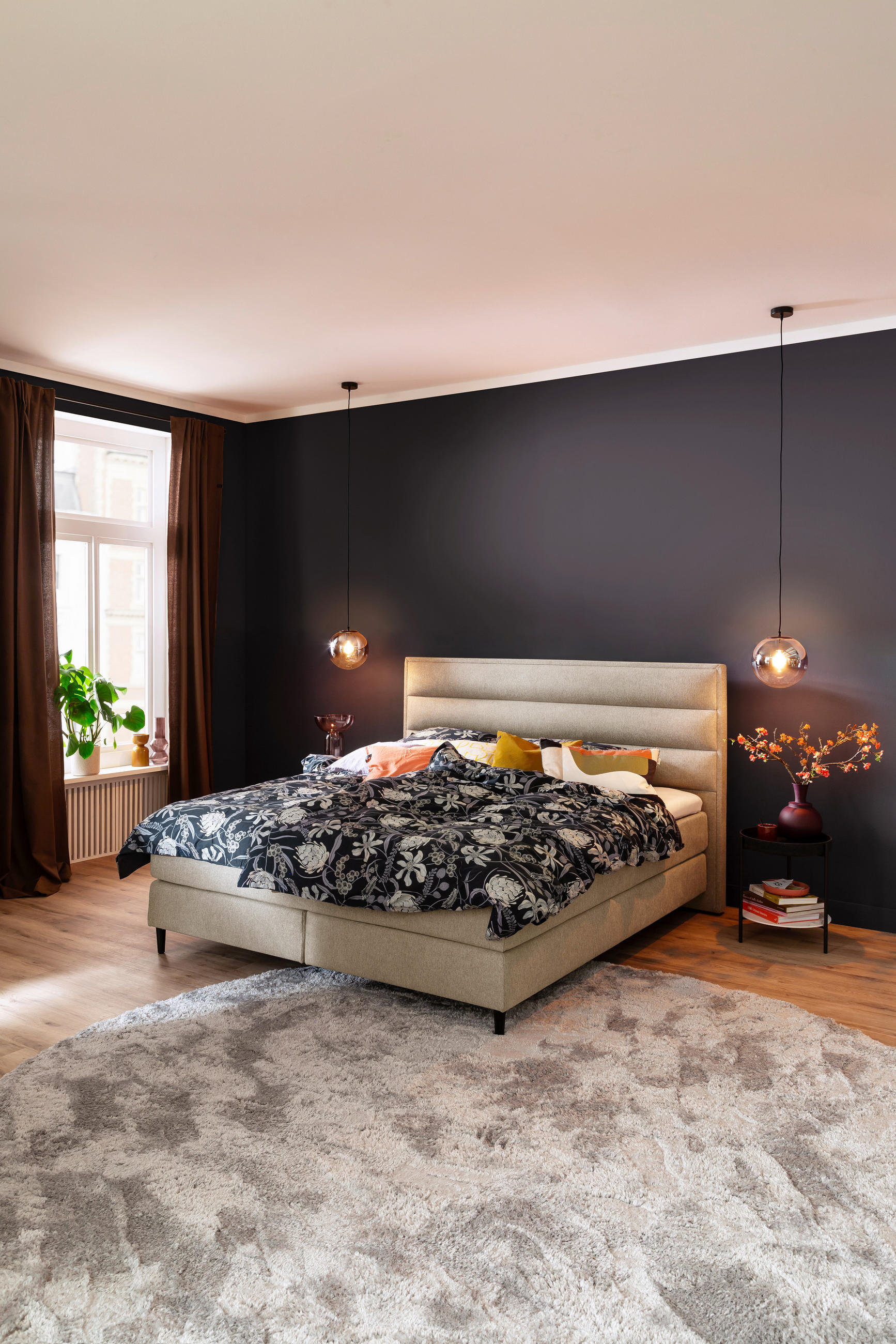 BOXSPRINGBETT 160/200 cm  in Beige  - Beige/Schwarz, Design, Textil/Metall (160/200cm) - Schöner Wohnen