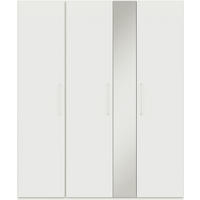 KLEIDERSCHRANK in Weiss  - Weiss/Edelstahlfarben, Design, Glas/Holzwerkstoff (177,6/213,6/59,3cm) - Cantus