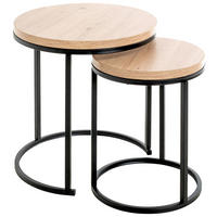 BEISTELLTISCHSET in Metall, Holzwerkstoff 32-45/32-45/43-49 cm  - Eichefarben/Schwarz, Trend, Holzwerkstoff/Metall (32-45/32-45/43-49cm)