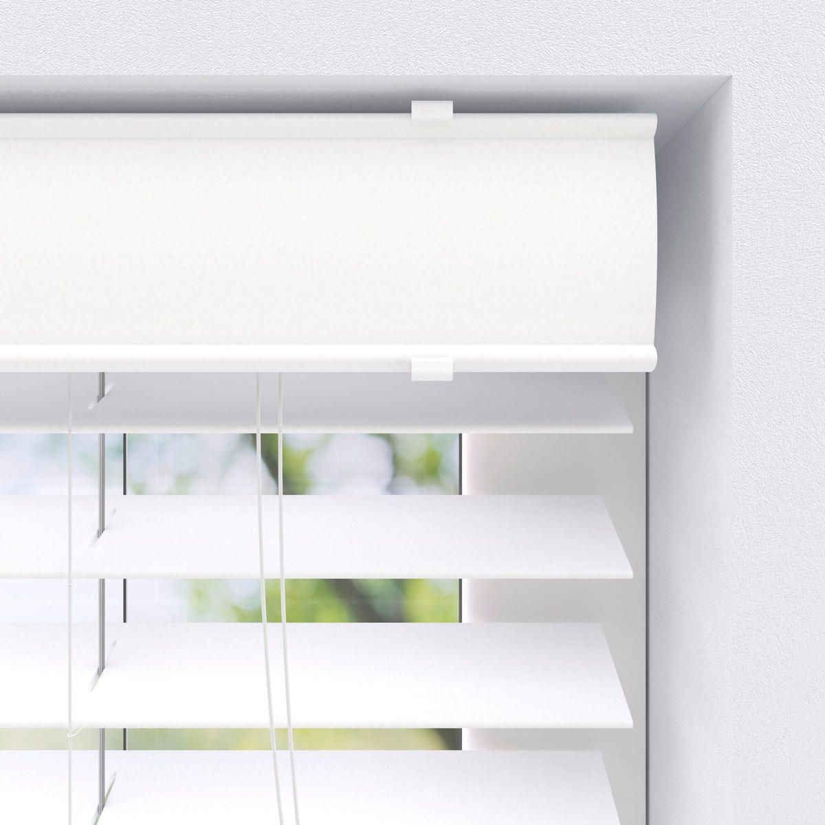 Jalousie 50mm in Holzoptik  - Weiß, Design, Kunststoff (105/130cm)