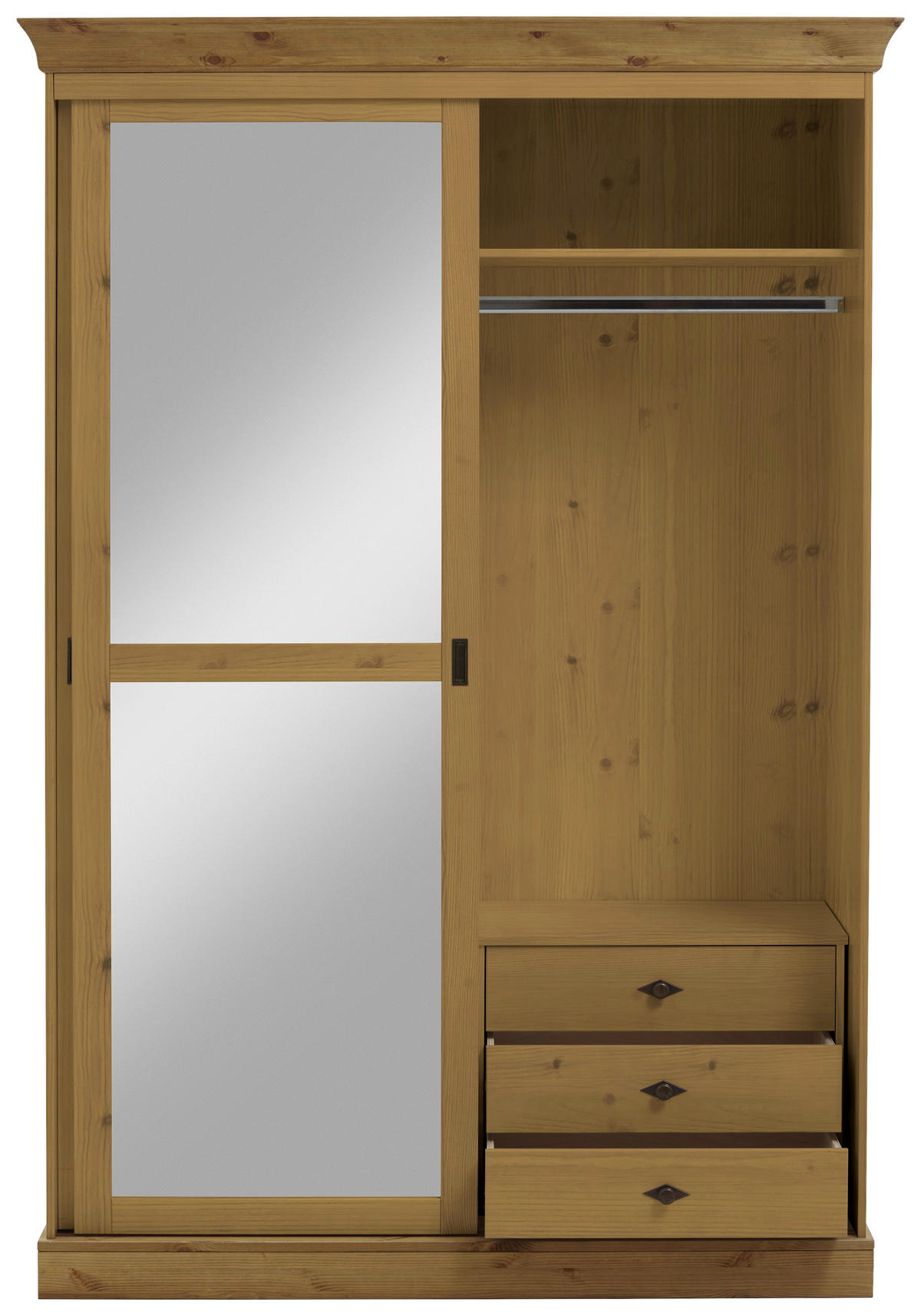 SCHIEBETÜRENSCHRANK 150/220/69 cm 2-türig Laugenfarbig  - Laugenfarbig/Messingfarben, ROMANTIK / LANDHAUS, Glas/Holz (150/220/69cm) - Boxxx