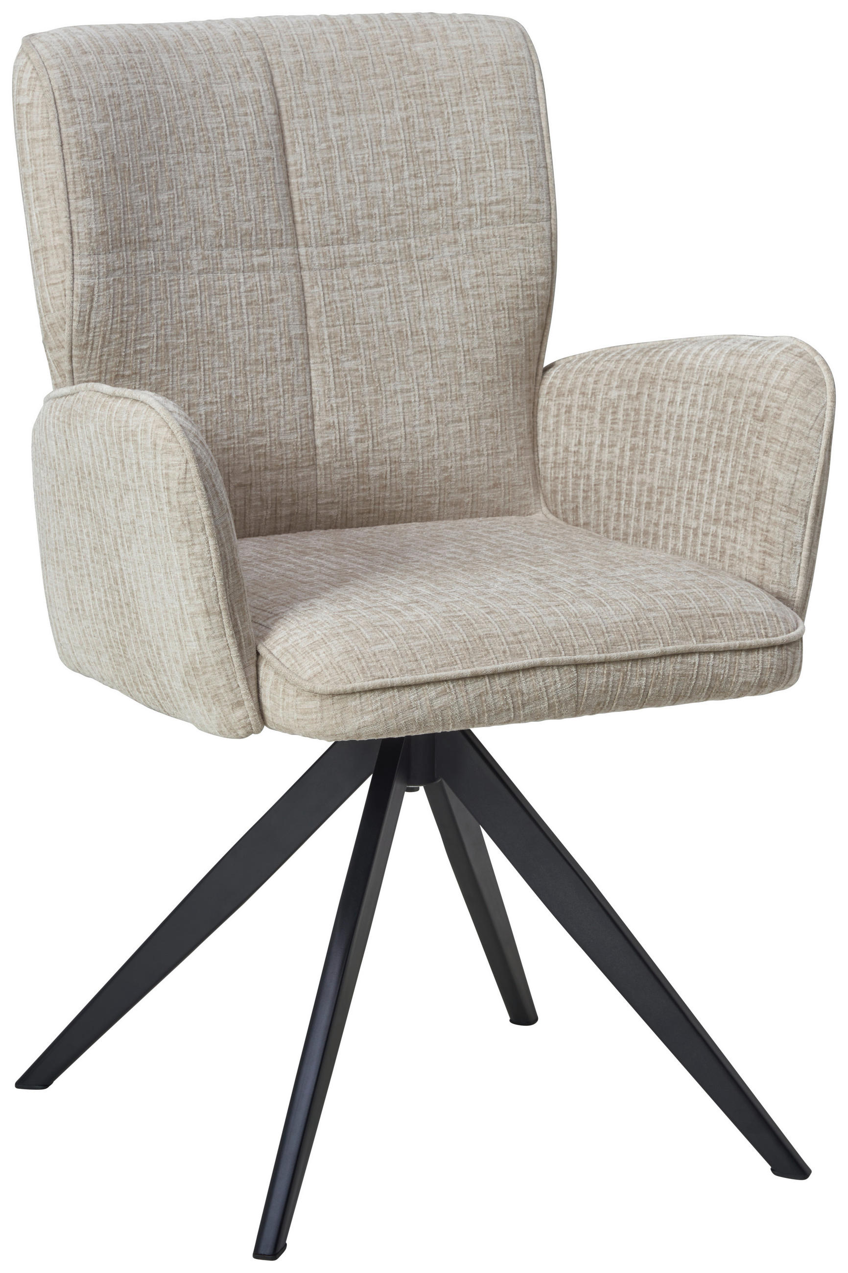 ARMLEHNSTUHL  in Eisen Leinenoptik  - Beige/Schwarz, LIFESTYLE, Holz/Textil (60/89/63cm) - MID.YOU