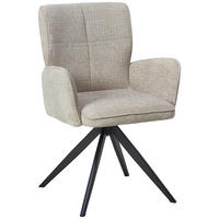 ARMLEHNSTUHL  in Eisen Leinenoptik  - Beige/Schwarz, LIFESTYLE, Holz/Textil (60/89/63cm) - MID.YOU