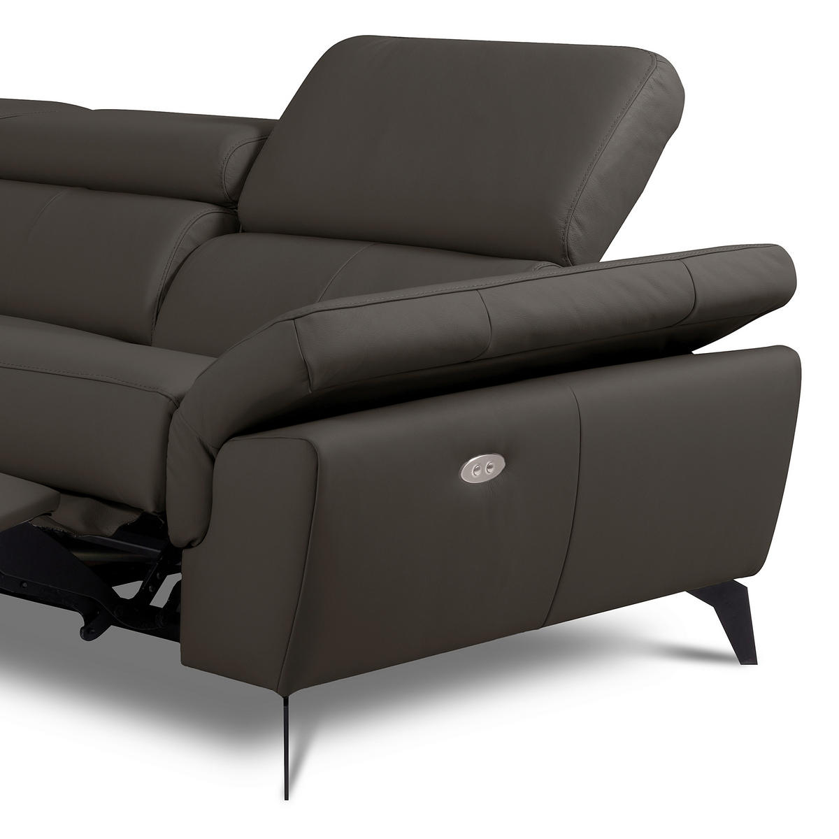 ECKSOFA SONO in Lederlook Echtleder Dunkelbraun Armteilverstellung, Kopfteilverstellung  179/252 cm  - Dunkelbraun/Schwarz, Design, Leder/Textil (179/252cm) - Livetastic