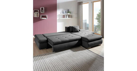 ECKSOFA Grau Webstoff  - Chromfarben/Grau, Design, Kunststoff/Textil (302/187cm) - Carryhome