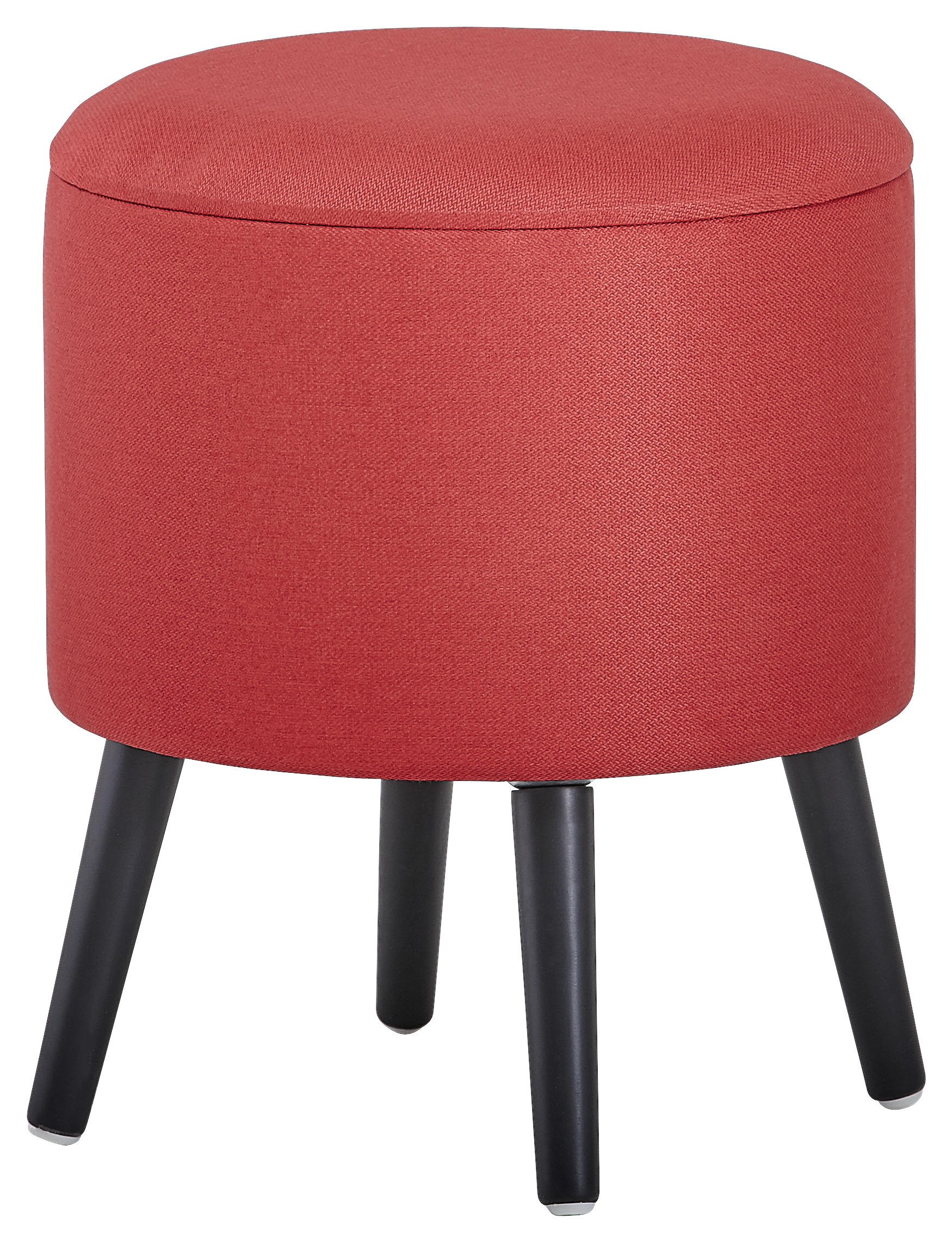 Hocker in Holz, Textil, Holzwerkstoff Rot, Schwarz