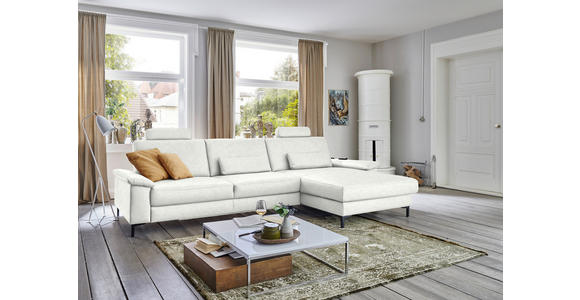 ECKSOFA in Echtleder Weiß 334/176 cm - Schwarz/Weiß, Design, Leder/Metall (334/176cm) - Dieter Knoll