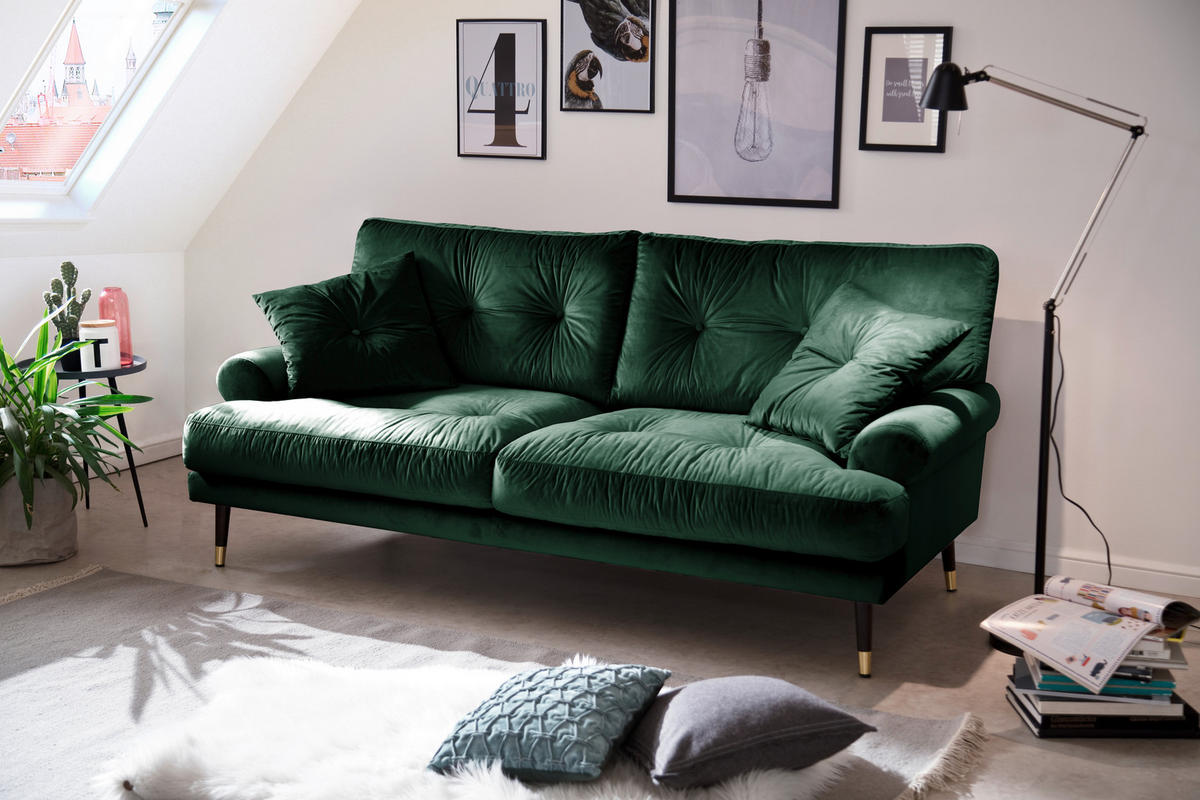 2-SITZER-SOFA TOKIO-2S SOFA Samt Grün  - Grün, MODERN, Textil (180/89/100cm) - MID.YOU