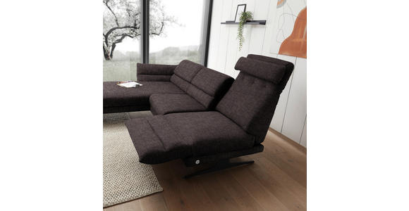 ECKSOFA Mokka Flachgewebe  - Schwarz/Mokka, Design, Textil/Metall (176-217/279-327cm) - Dieter Knoll