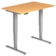 SCHREIBTISCH - Silberfarben/Ahornfarben, KONVENTIONELL, Holzwerkstoff/Metall (120/63,5-128,5/80cm)