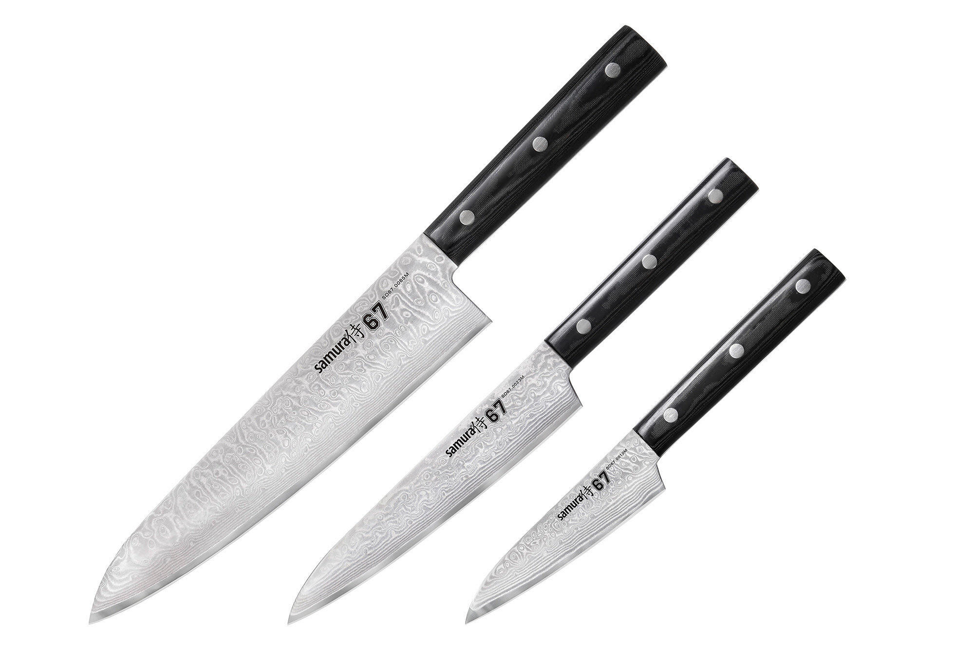 SET NOŽEVA      3-dijelni   - srebrne boje/crna, Basics, drvo/metal - Samura