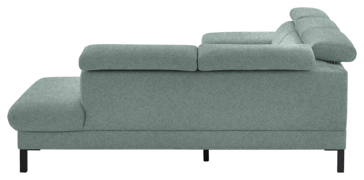 ECKSOFA in Flachgewebe Mintgrün  - Schwarz/Mintgrün, Design, Holzwerkstoff/Textil (272/217cm) - Pure Home Comfort