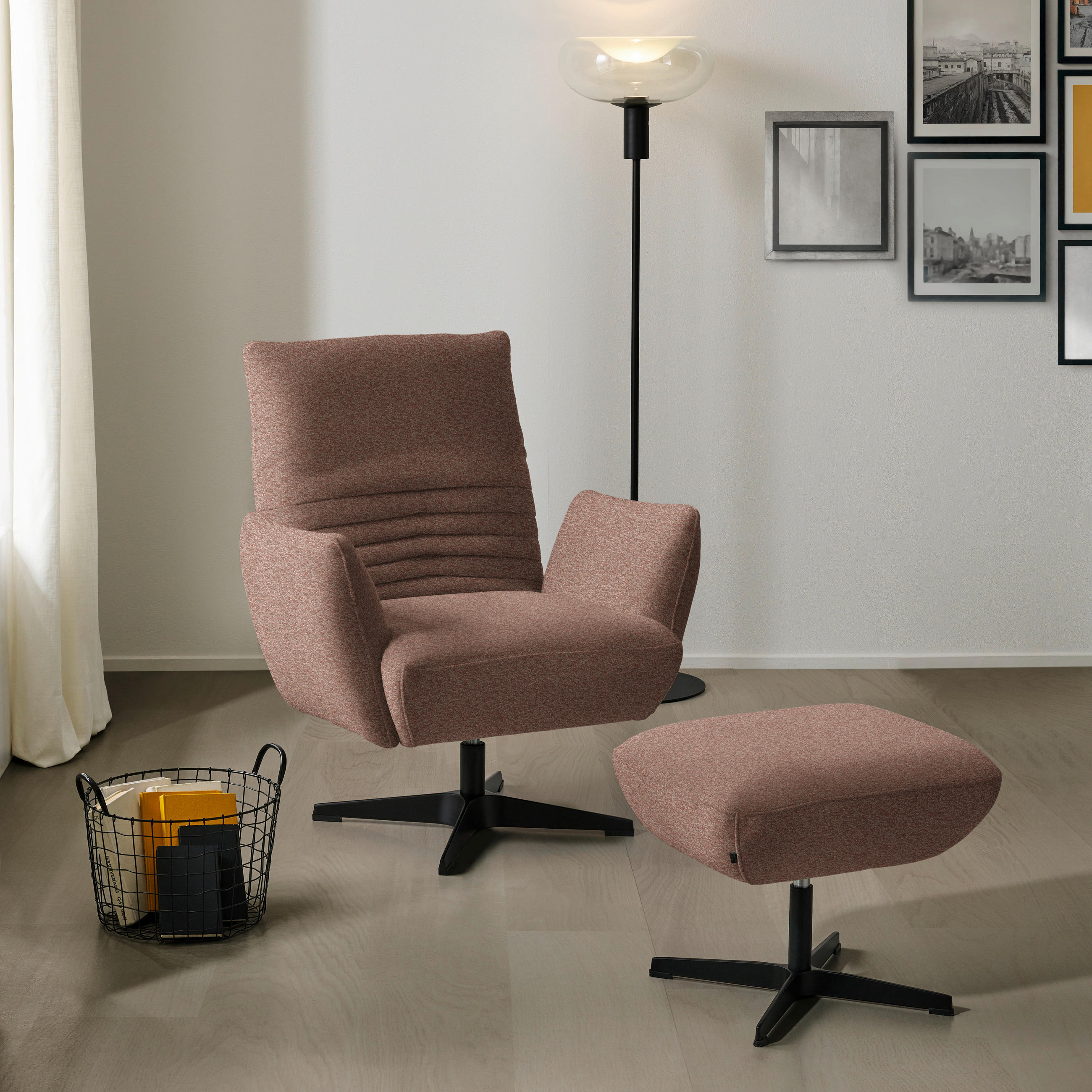 SESSEL in Bouclé Altrosa  - Schwarz/Altrosa, Design, Textil/Metall (60/94/86cm) - Dieter Knoll