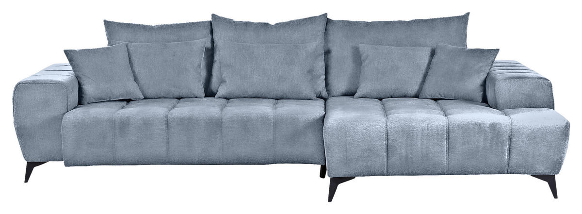 ECKSOFA in Flachgewebe Blau  - Blau/Schwarz, Konventionell, Textil/Metall (300/205cm) - MID.YOU