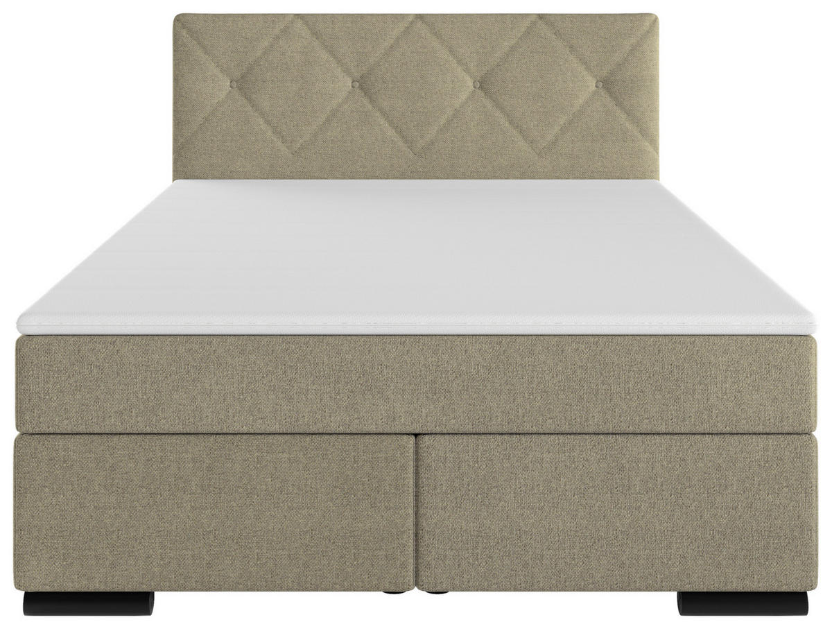 BOXSPRINGBETT 140/200 cm  in Beige  - Beige/Schwarz, MODERN, Karton/Holz (140/200cm) - MID.YOU