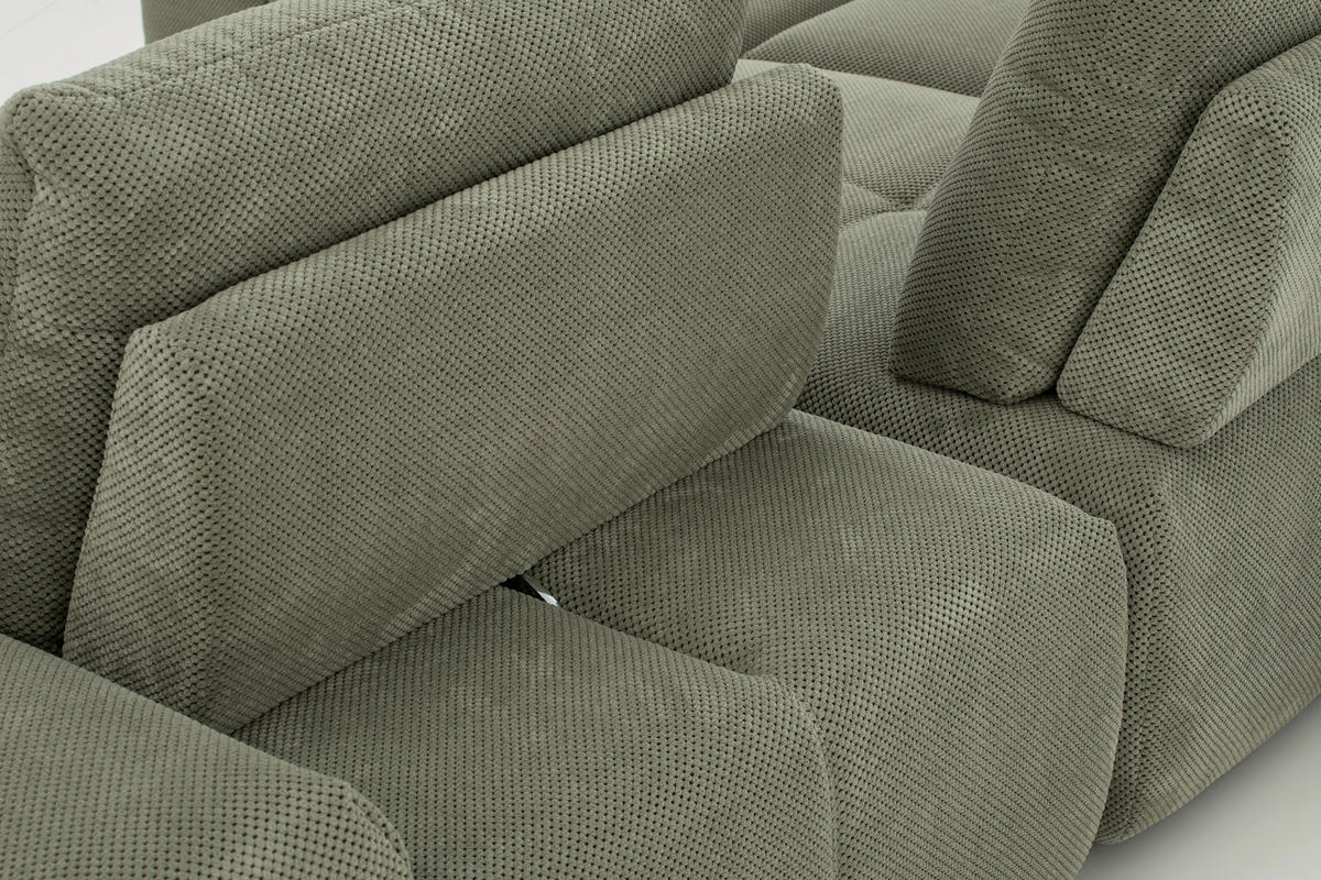 ECKSOFA in Velours Olivgrün  - Schwarz/Olivgrün, Design, Kunststoff/Textil (326/236cm) - Xora
