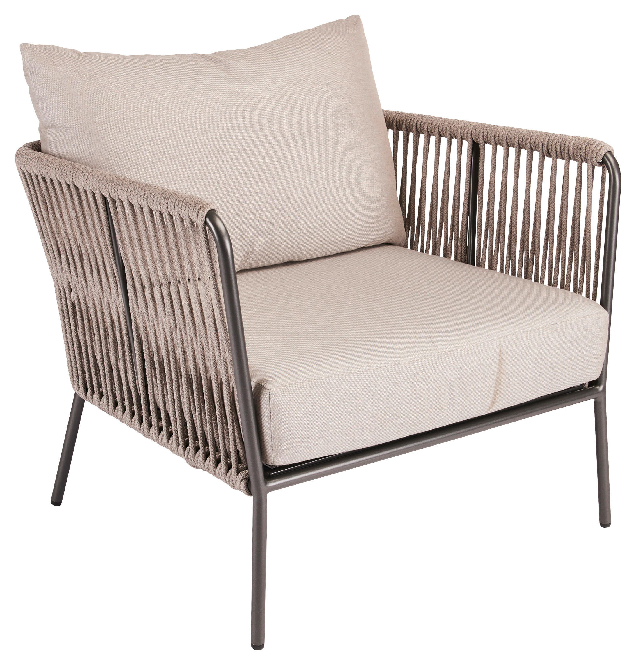 LOUNGESESSEL  - Greige/Anthrazit, Basics, Textil/Metall (84/78/76cm) - Stern