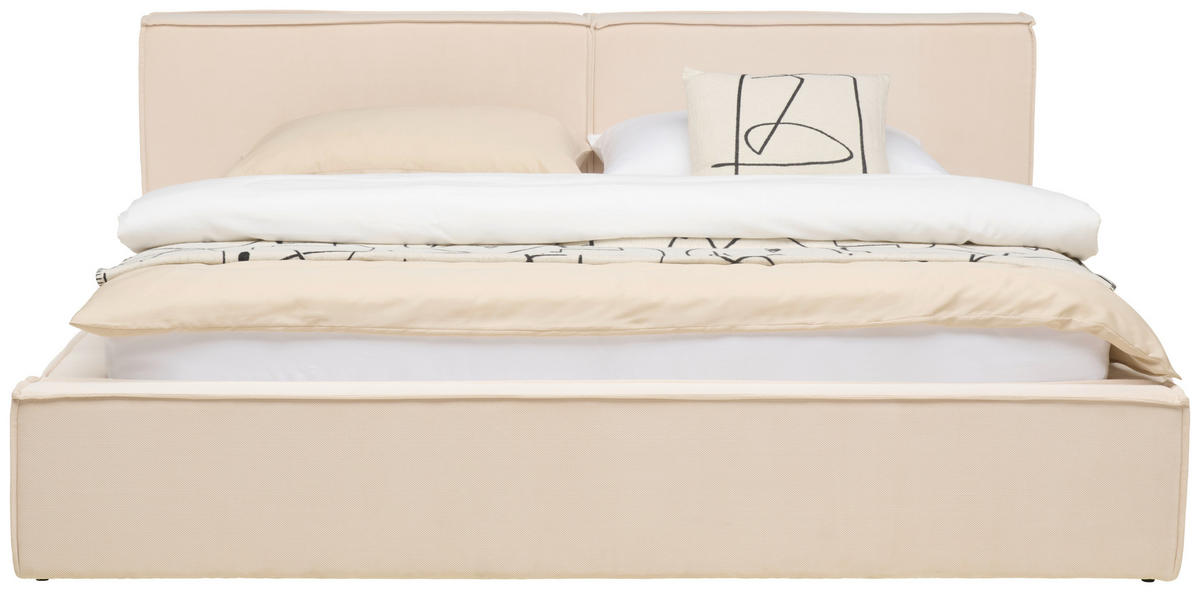 POLSTERBETT 180/200 cm  in Beige  - Beige/Schwarz, Modern, Holz/Kunststoff (180/200cm) - Livetastic