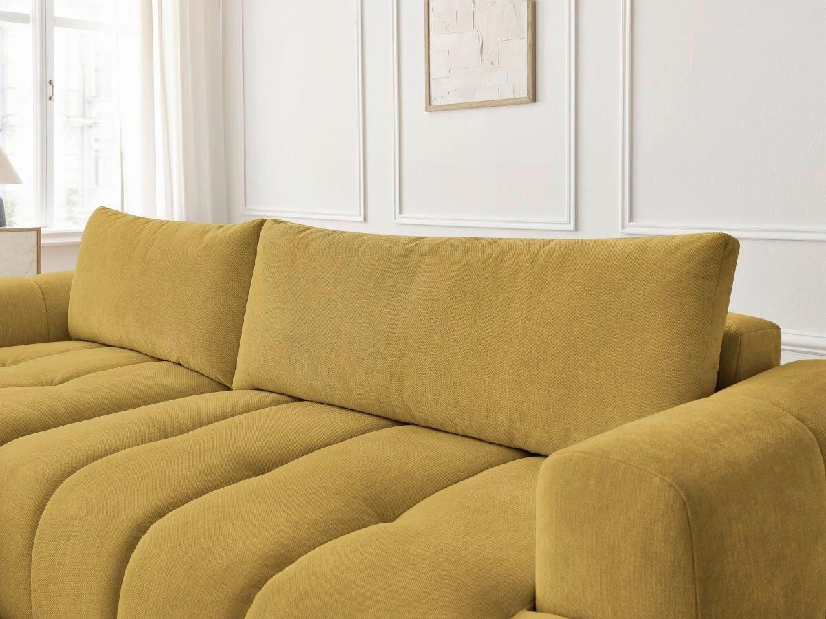 ECKSCHLAFSOFA FUJI Leinenoptik Gelb  inkl.  - Gelb/Schwarz, MODERN, Kunststoff/Textil (160/292cm)