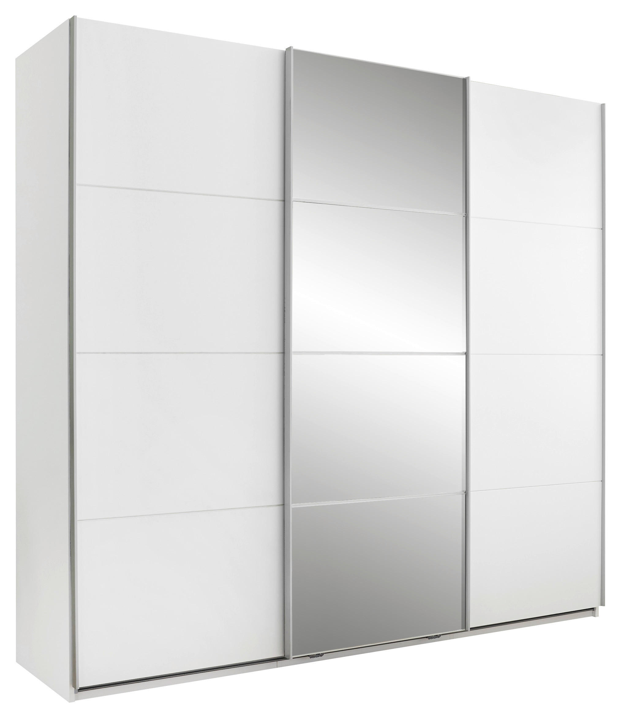 SCHWEBETÜRENSCHRANK 215/204/60 cm 3-türig Weiß  - Alufarben/Weiß, KONVENTIONELL, Glas/Holzwerkstoff (215/204/60cm) - Boxxx