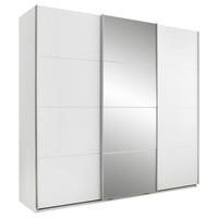 SCHWEBETÜRENSCHRANK 215/204/60 cm 3-türig Weiß  - Alufarben/Weiß, KONVENTIONELL, Glas/Holzwerkstoff (215/204/60cm) - Boxxx