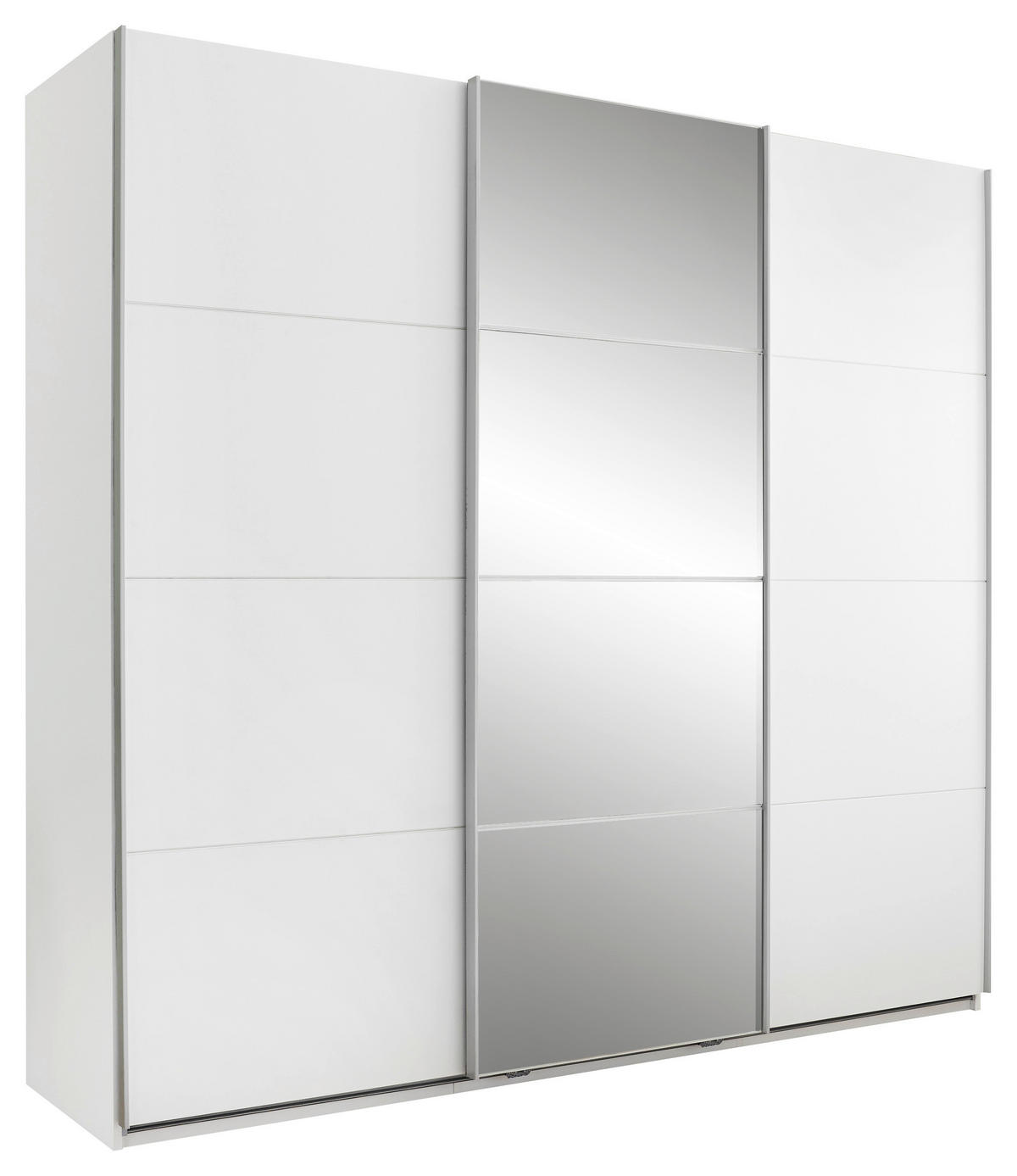 SCHWEBETÜRENSCHRANK 215/204/60 cm 3-türig Weiß  - Alufarben/Weiß, KONVENTIONELL, Glas/Holzwerkstoff (215/204/60cm) - Boxxx