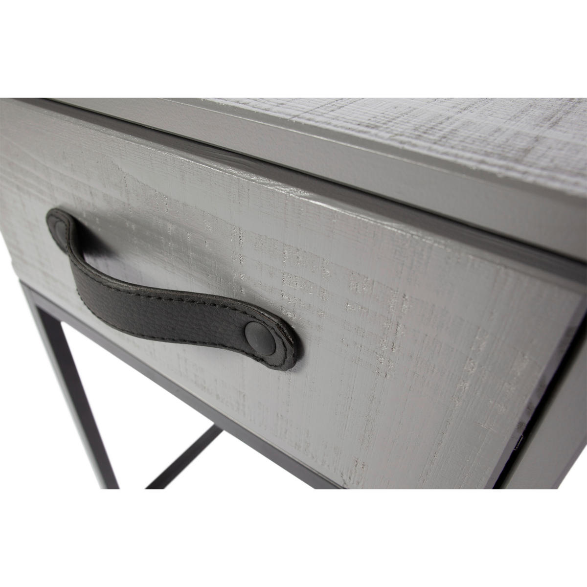 NACHTTISCH 35/35/52 cm  in massiv Kiefer Grau  - Schwarz/Grau, Design, Leder/Holz (35/35/52cm) - Livetastic