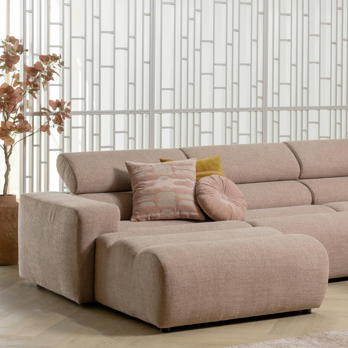 ECKSOFA Novi Taupe Bouclé  - Taupe/Schwarz, Design, Kunststoff/Textil (173/300cm) - Livetastic
