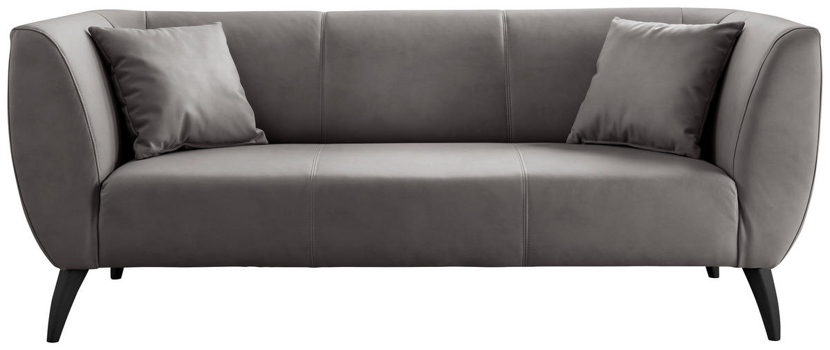 3-SITZER-SOFA Lederlook Anthrazit  - Anthrazit/Schwarz, MODERN, Holz/Textil (208/83/88cm) - Livetastic