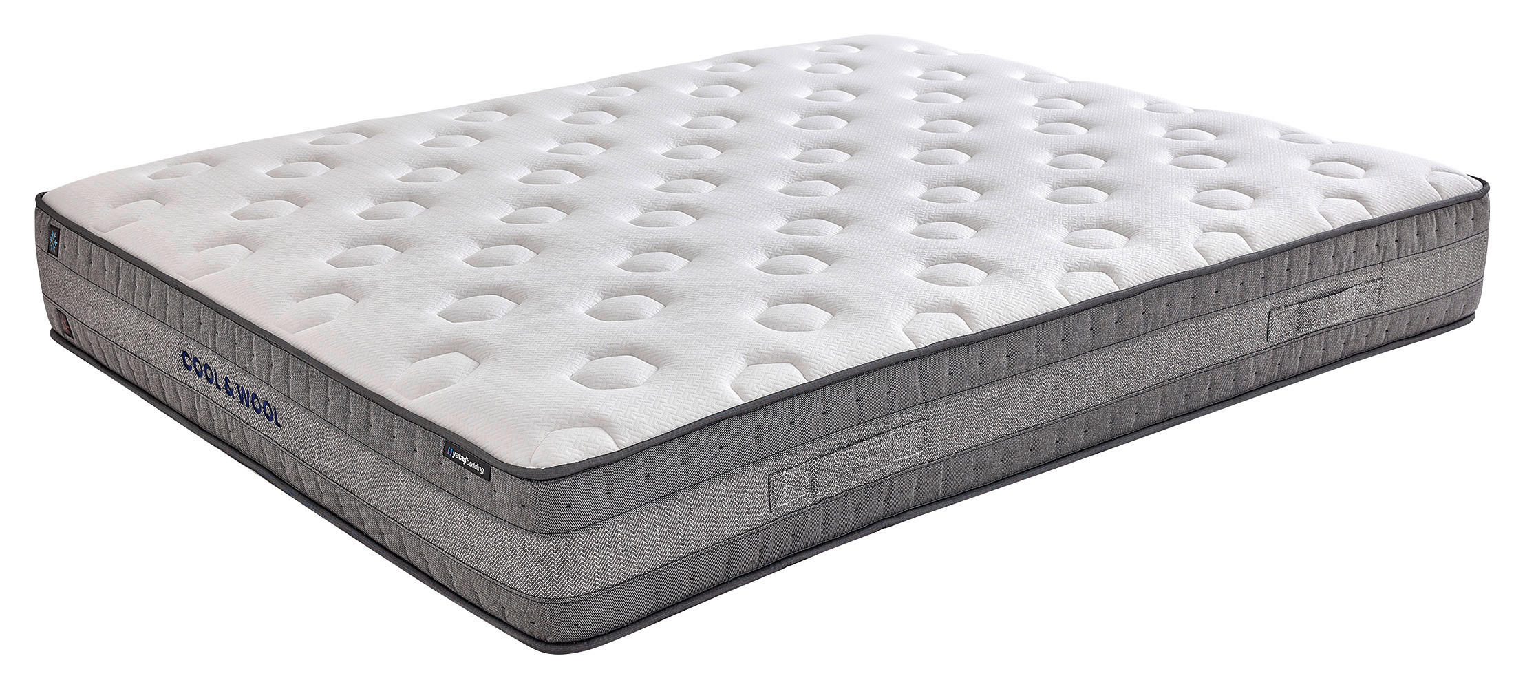 Yatas Taschenfederkernmatratze Cool \u0026 Wool Grau, Weiß 80x200 cm