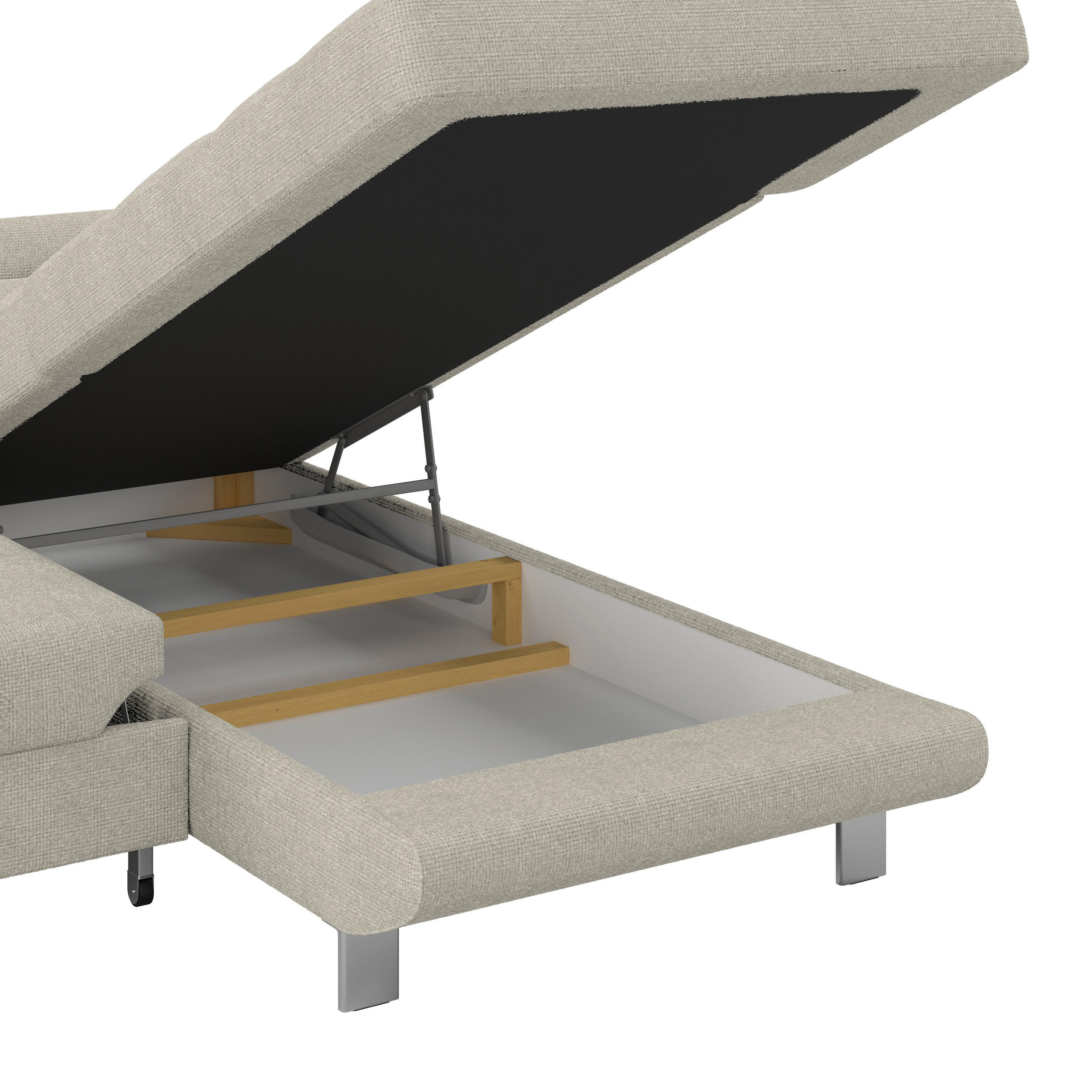 ECKSOFA Greige Drell  - Greige, MODERN, Textil/Metall (270/230cm) - MID.YOU