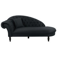 RÉCAMIERE Anthrazit Velours  - Anthrazit/Schwarz, Design, Holz/Textil (216/91/103cm) - MID.YOU