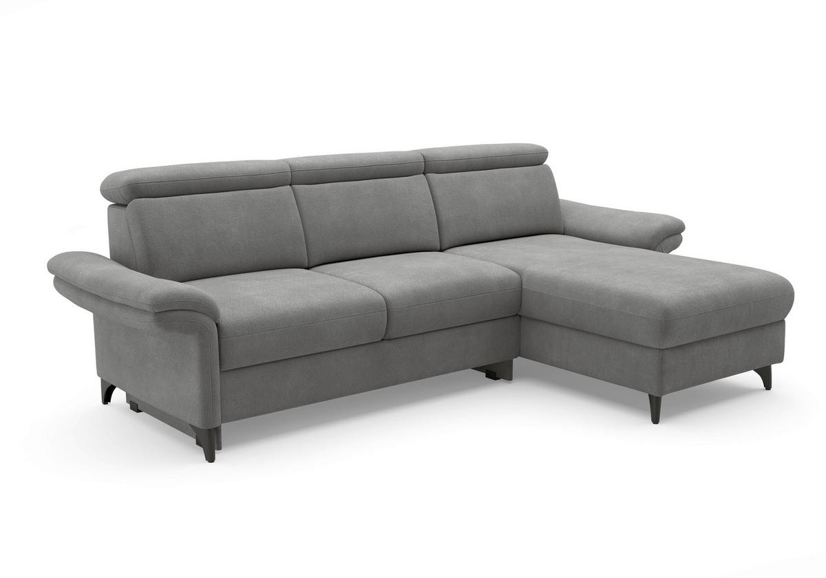 ECKSOFA Flachgewebe Grau  - Schwarz/Grau, Konventionell, Textil/Metall (253/166cm) - Sit & More
