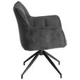 ARMLEHNSTUHL  Sitzfläche 360° drehbar, inklusive Armlehnen, automatische Rückholfunktion Mikrofaser  - Anthrazit/Schwarz, Design, Textil/Metall (65/85/63cm) - Novel