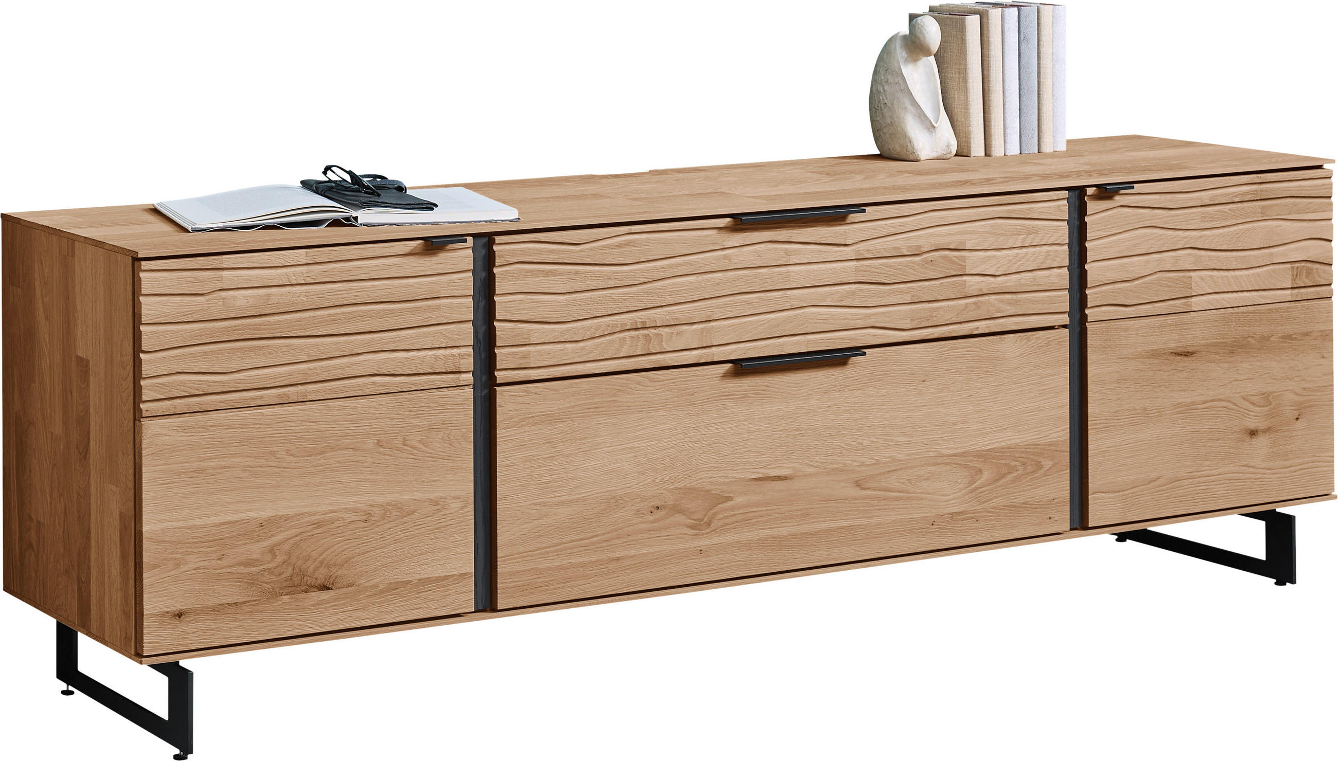 LOWBOARD  192/65/44 cm 1 Schublade(n) stehend  - Eichefarben/Anthrazit, Natur, Holz/Metall (192/65/44cm) - Valnatura