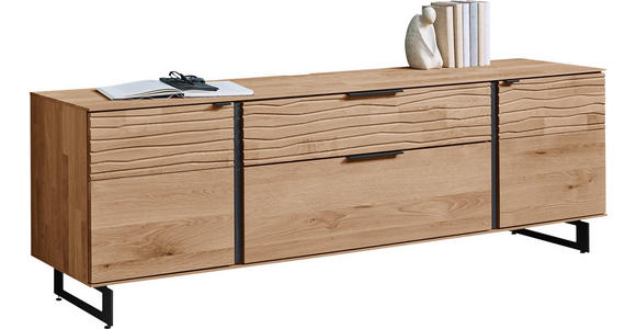 LOWBOARD  192/65/44 cm 1 Schublade(n) stehend  - Eichefarben/Anthrazit, Natur, Holz/Metall (192/65/44cm) - Valnatura